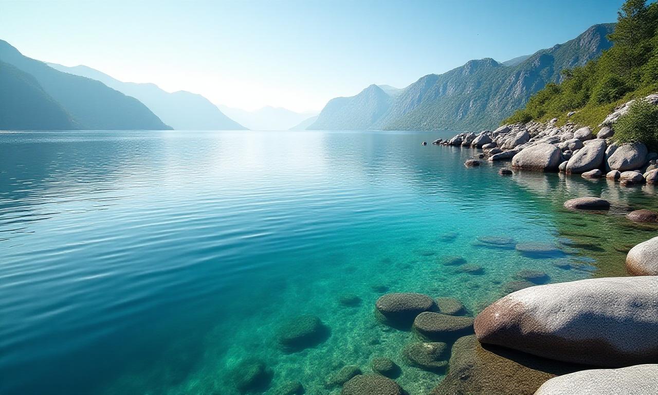 Den vakre norske kysten med klart vann og svaberg